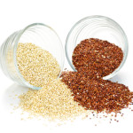 Red and white quinoa grain.